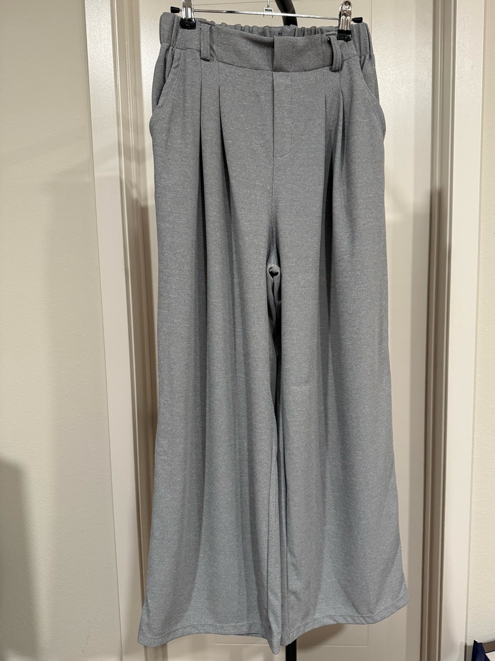 Halara High Waisted Waffle Wide Leg Pants - Waffle Gray (Brand New) Small Petite